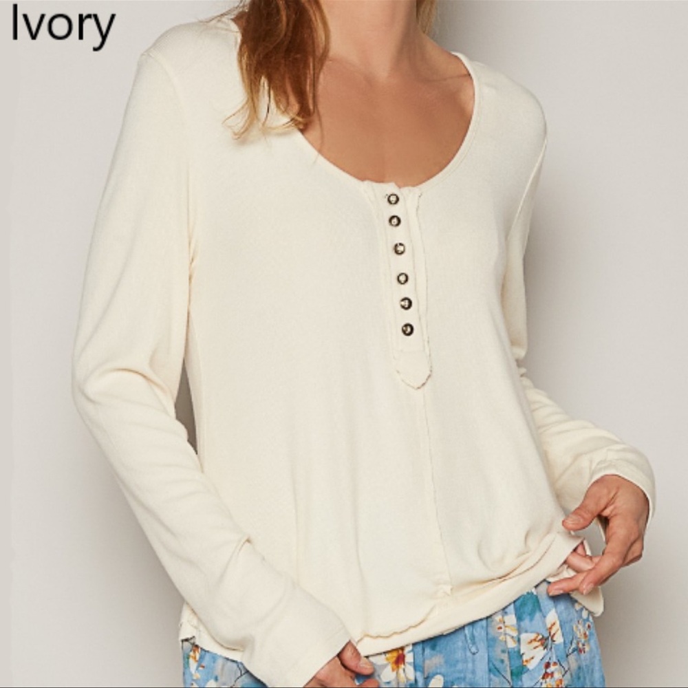 POL Cream long sleeve henley